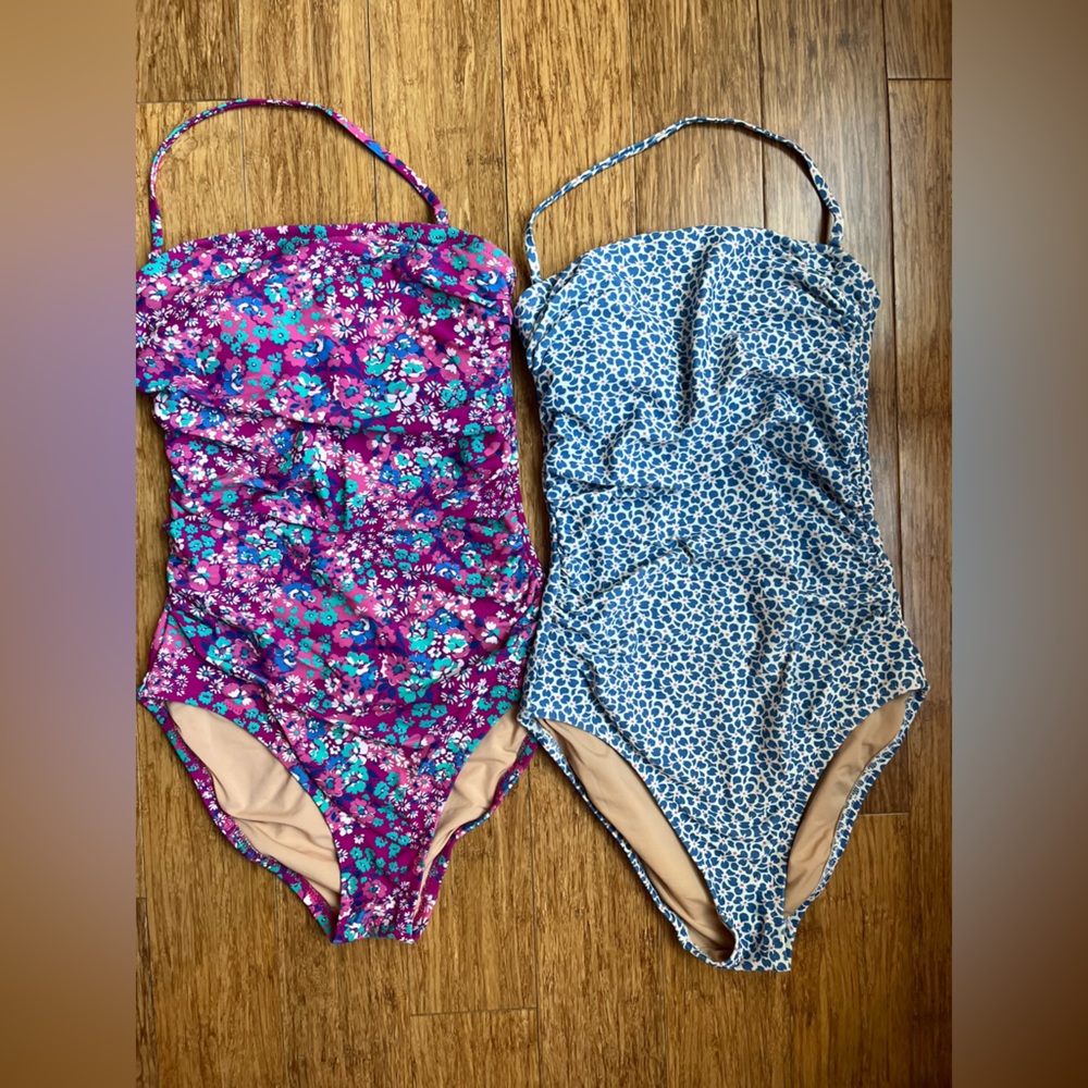 J. Crew Strapless One Piece Bathing suit bundle floral size XXS. 1588